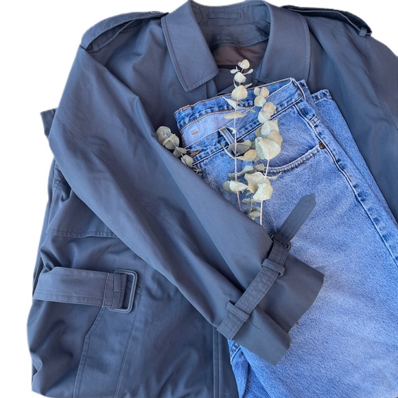 CLASSIC 90s Vintage Neutral Grey Men’s Wear Oversized Trench‎ Coat - Picture 6 of 16